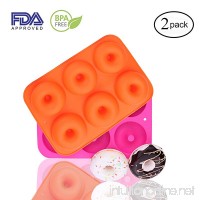 Messar 2-Pack Donut Pan Set Silicone Doughnuts Tin Safe Baking Tray Maker Pan Non-Stick Cake Mold Easy to Bake Full Size Perfect Shaped Donuts to Sweeten Your Hole Day (Orange & Rose red) - B07CGLLYJN